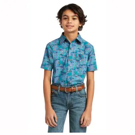 10039519 Ariat Boy's Daxton Classic Short Sleeve Button Sleeve - Mint