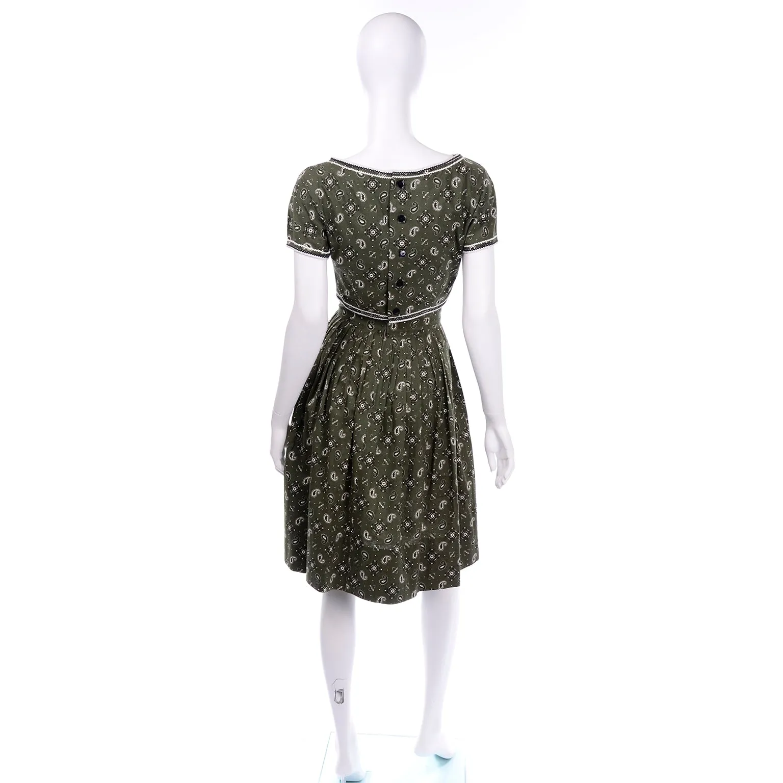 1960s Gay Gibson 2 Piece Summer Dress in Green Cotton Print