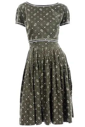 1960s Gay Gibson 2 Piece Summer Dress in Green Cotton Print