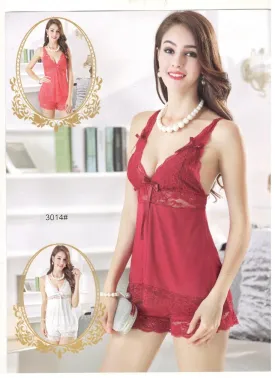 2 Pcs Sexy Short Nighty - Red