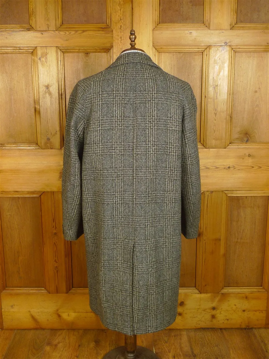 24/0958 vintage heavyweight grey crombie wool glen check tweed raglan sleeve overcoat 44-45