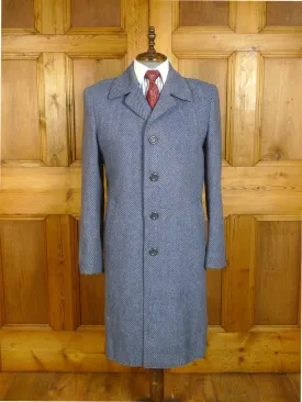 24/0972 beautiful vintage blue diagonal twill wool overcoat 41-42