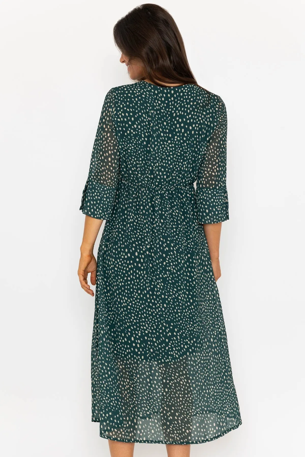 3/4 Sleeve Kerry Midi Dress in Green Print