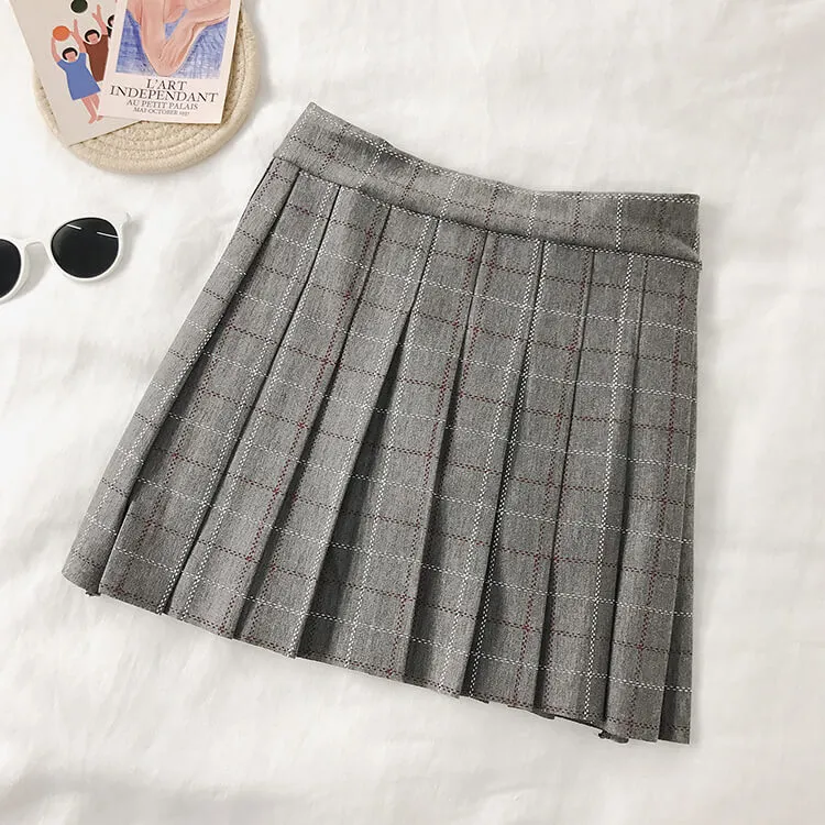 5 COLORS PLAID PLEATED SKIRT BY61144