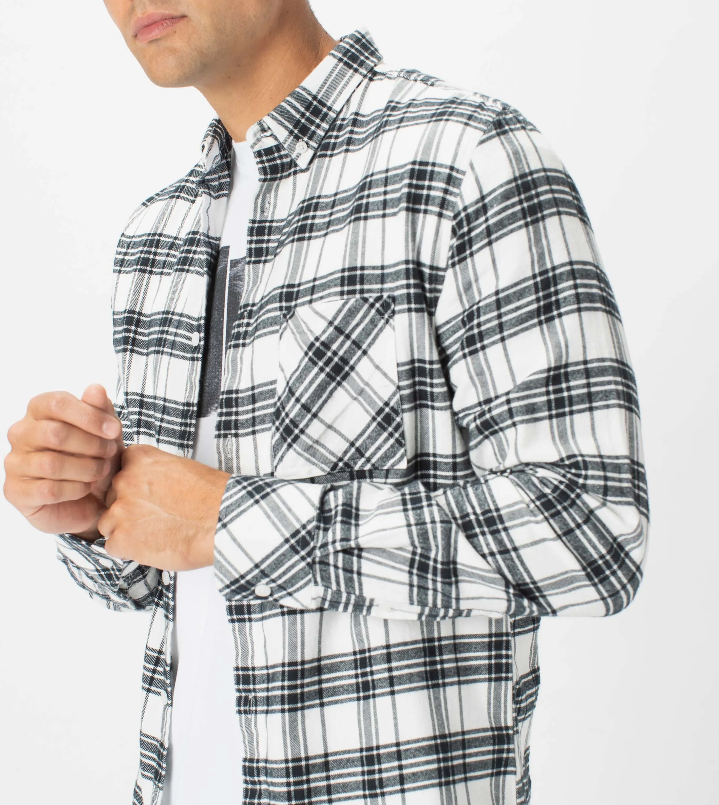 7 Foot Work Flannel LS Shirt Milk/Black