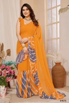 Aafreen Partywear Designer Orange Georgette Fancy Saree