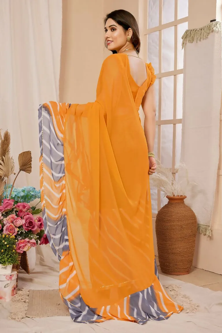 Aafreen Partywear Designer Orange Georgette Fancy Saree