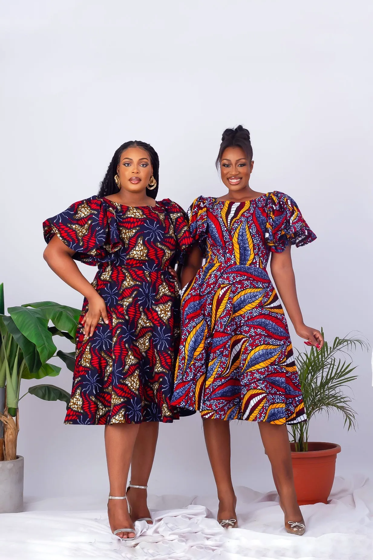 African Print Flare Midi Dress - Jamilah