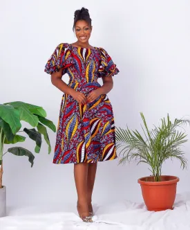 African Print Flare Midi Dress - Jamilah