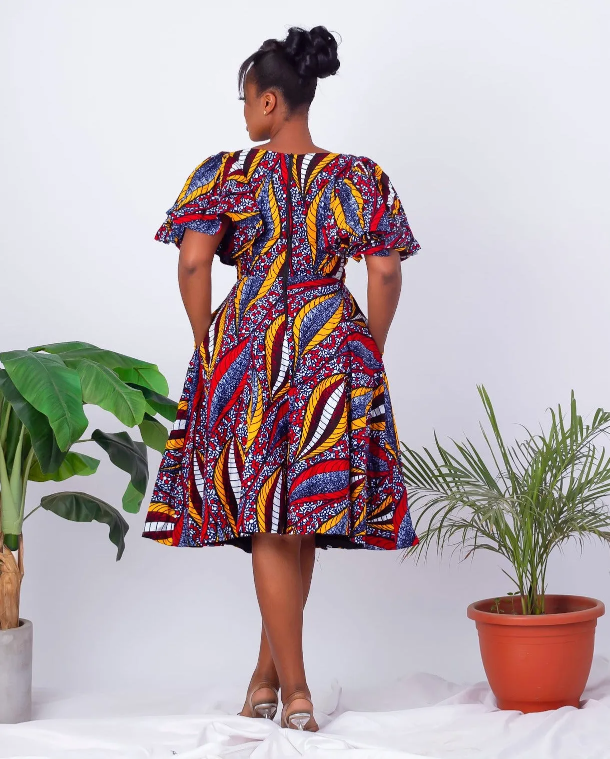 African Print Flare Midi Dress - Jamilah