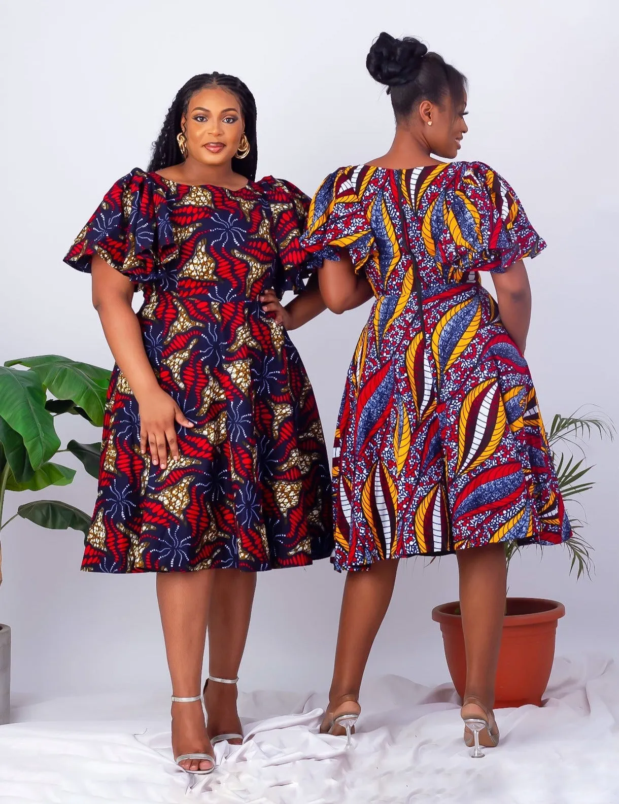 African Print Flare Midi Dress - Jamilah