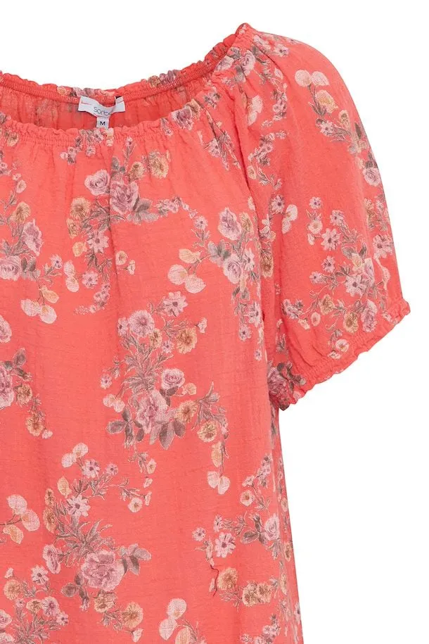 Alexa Flower Short Sleeve Top Rose