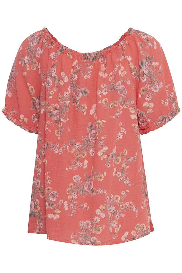 Alexa Flower Short Sleeve Top Rose