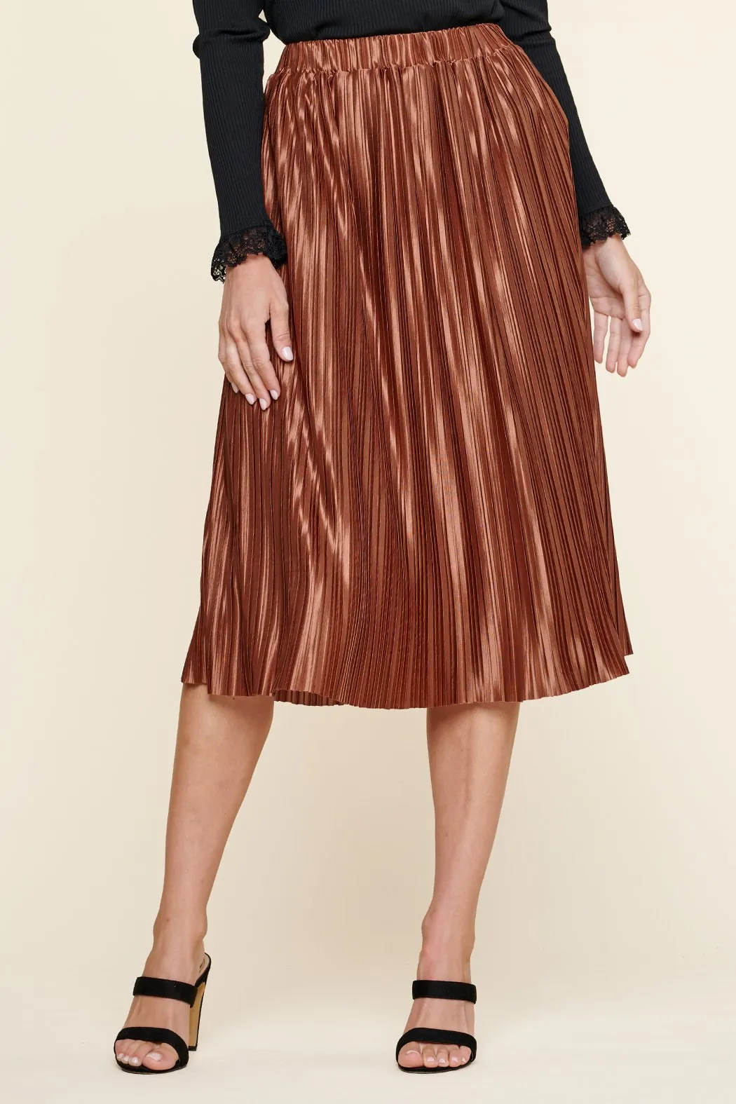 All That Glimmers Pleated Midi Skirt