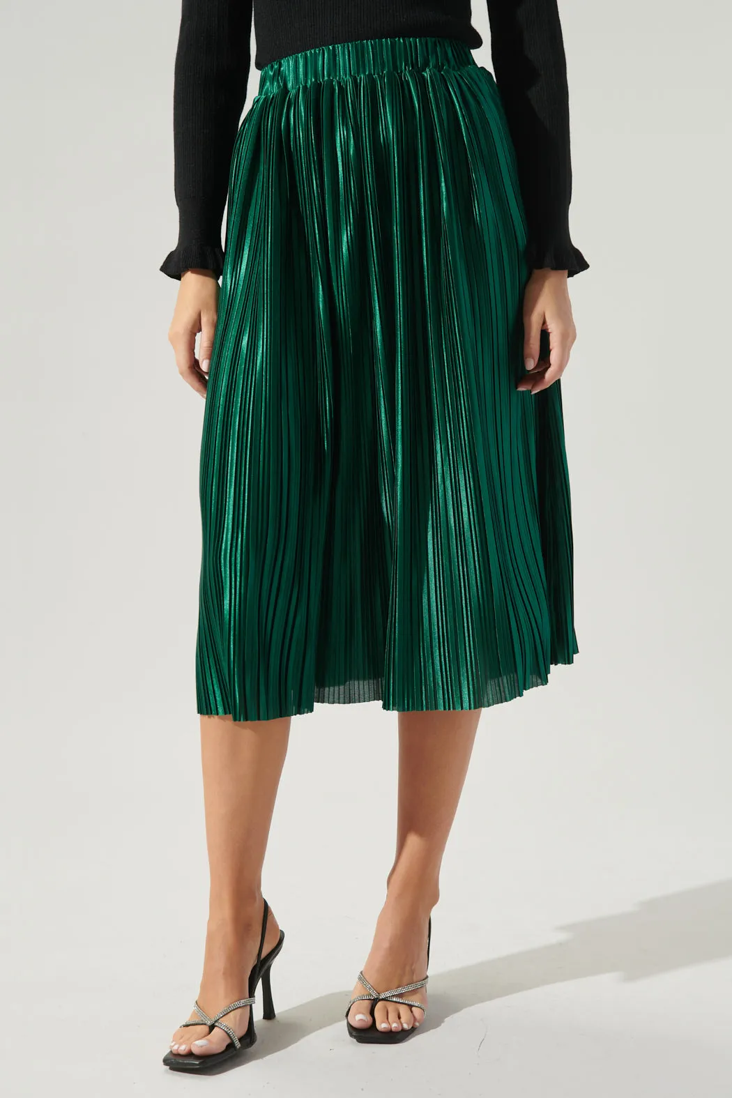 All That Glimmers Pleated Midi Skirt