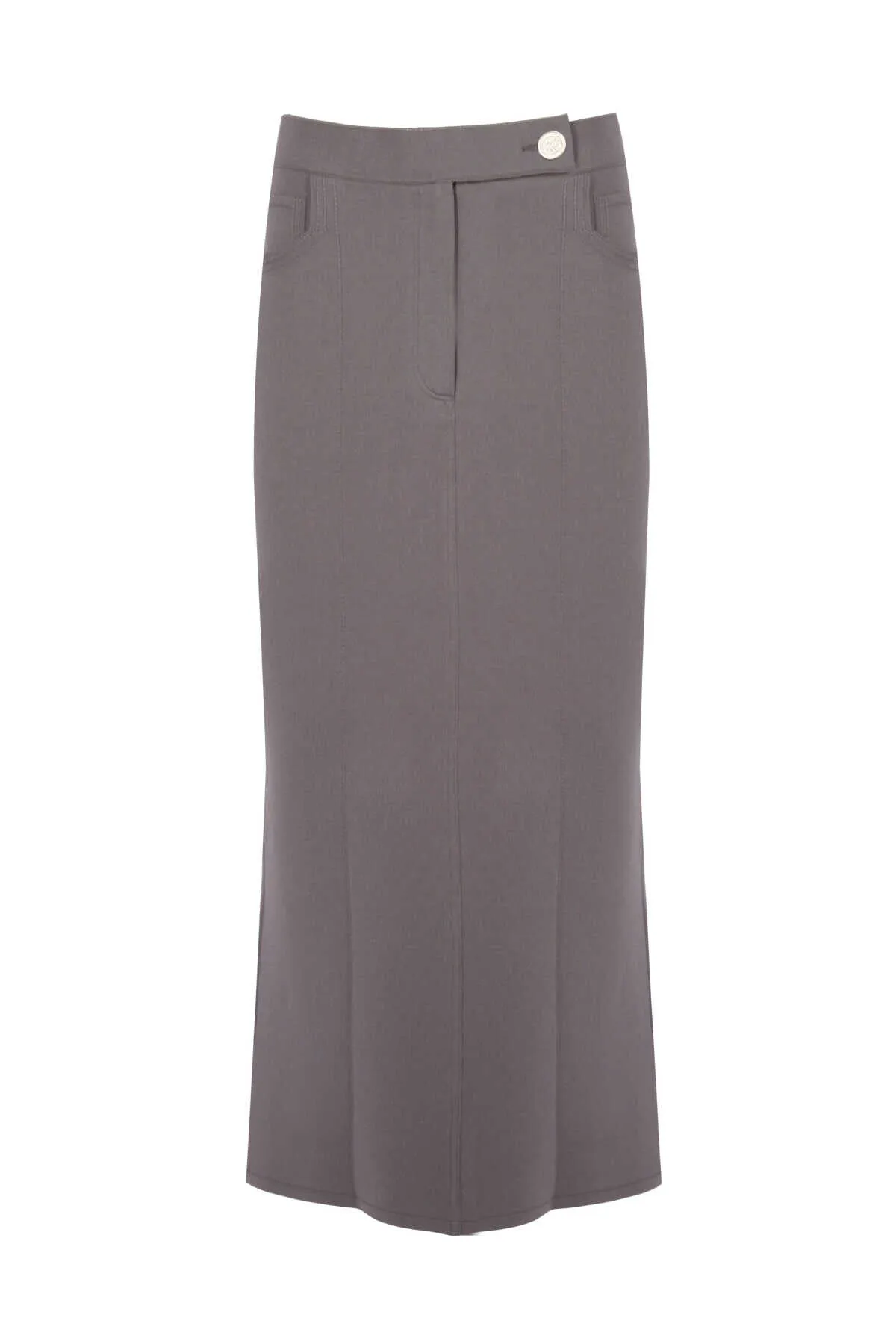 Anthracite Slit Detailed Long Knitwear Skirt