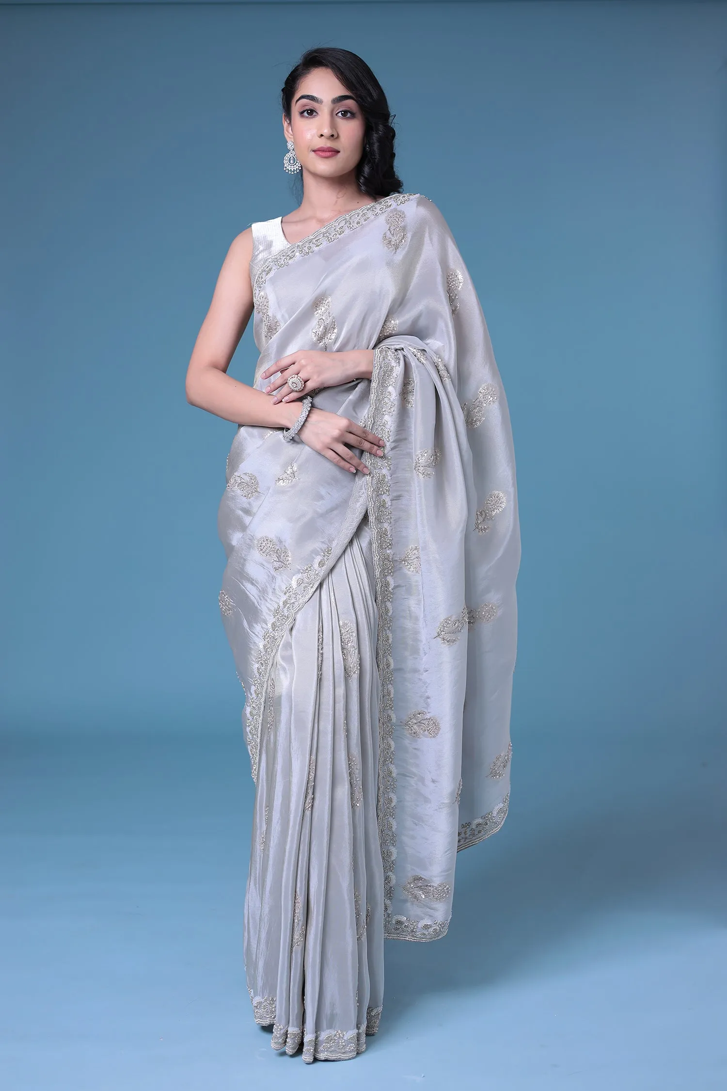 Banarasi Shimmering Silk Saree with Cutdana and Sequins work