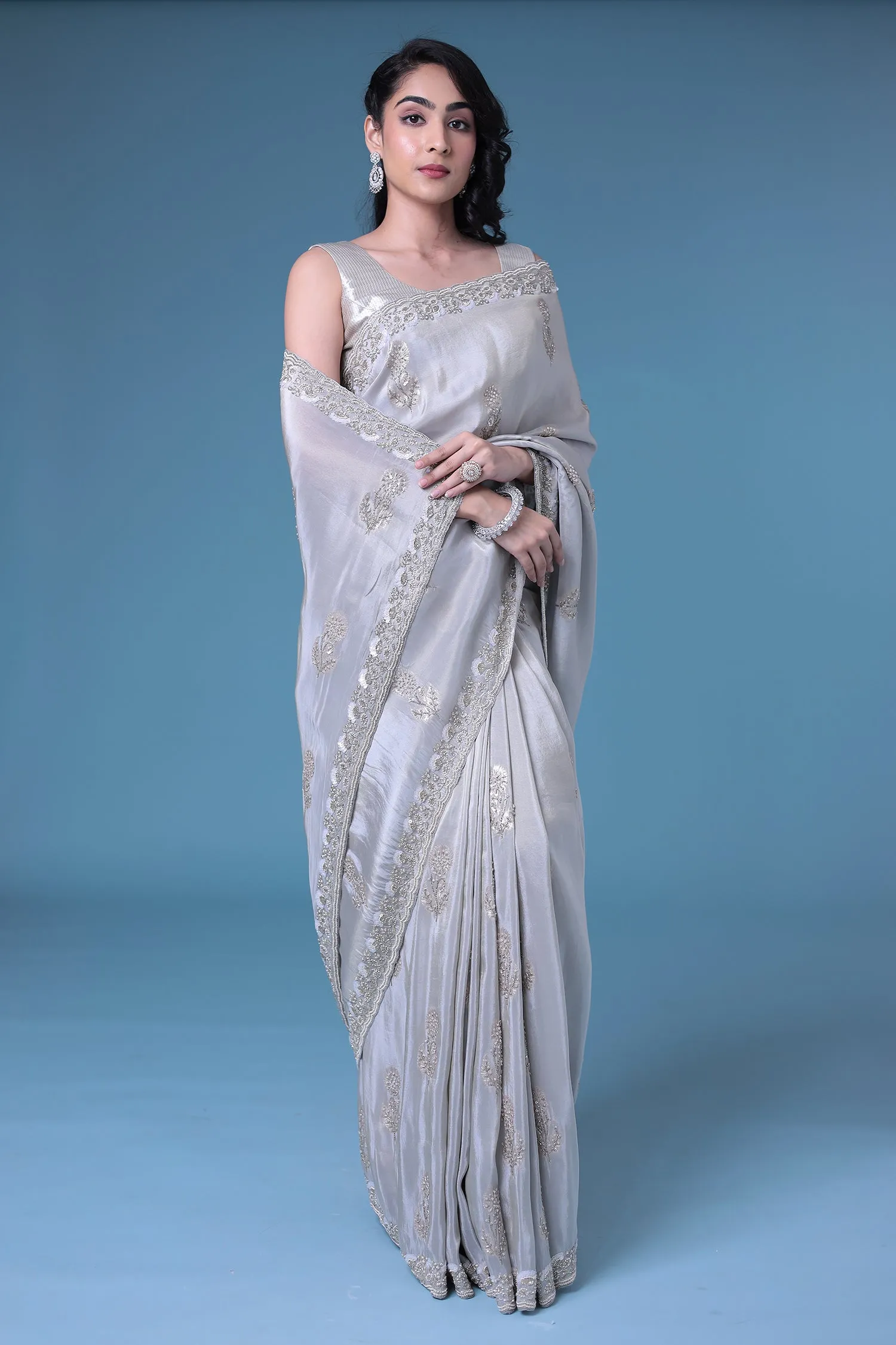 Banarasi Shimmering Silk Saree with Cutdana and Sequins work