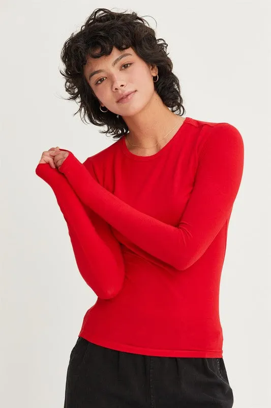 Basic Long Sleeve Crew Neck Top