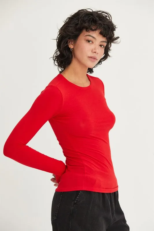 Basic Long Sleeve Crew Neck Top