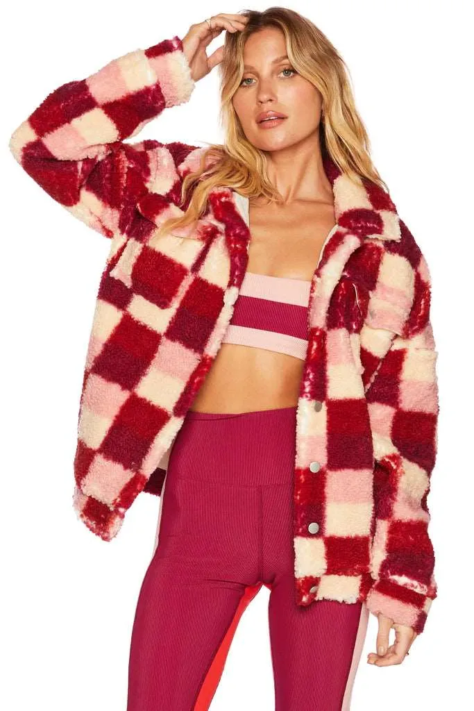 Beach Riot Women's Laurie Jacket - Sangria Red Check