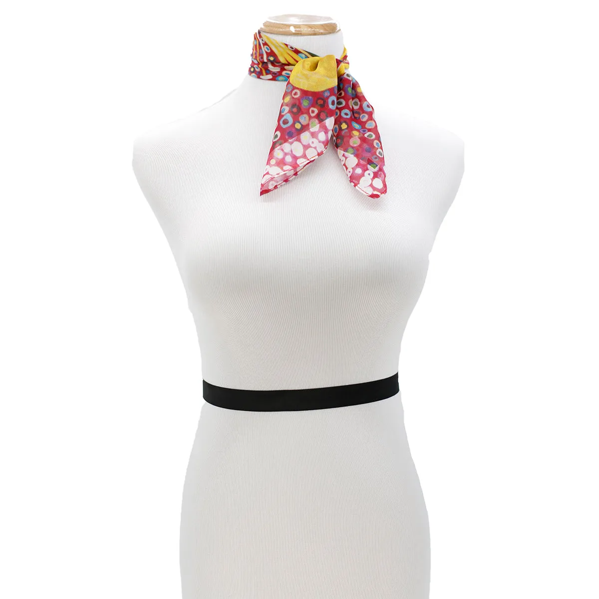 BEND Silk Square Scarf Neckerchief Yellow Hibiscus