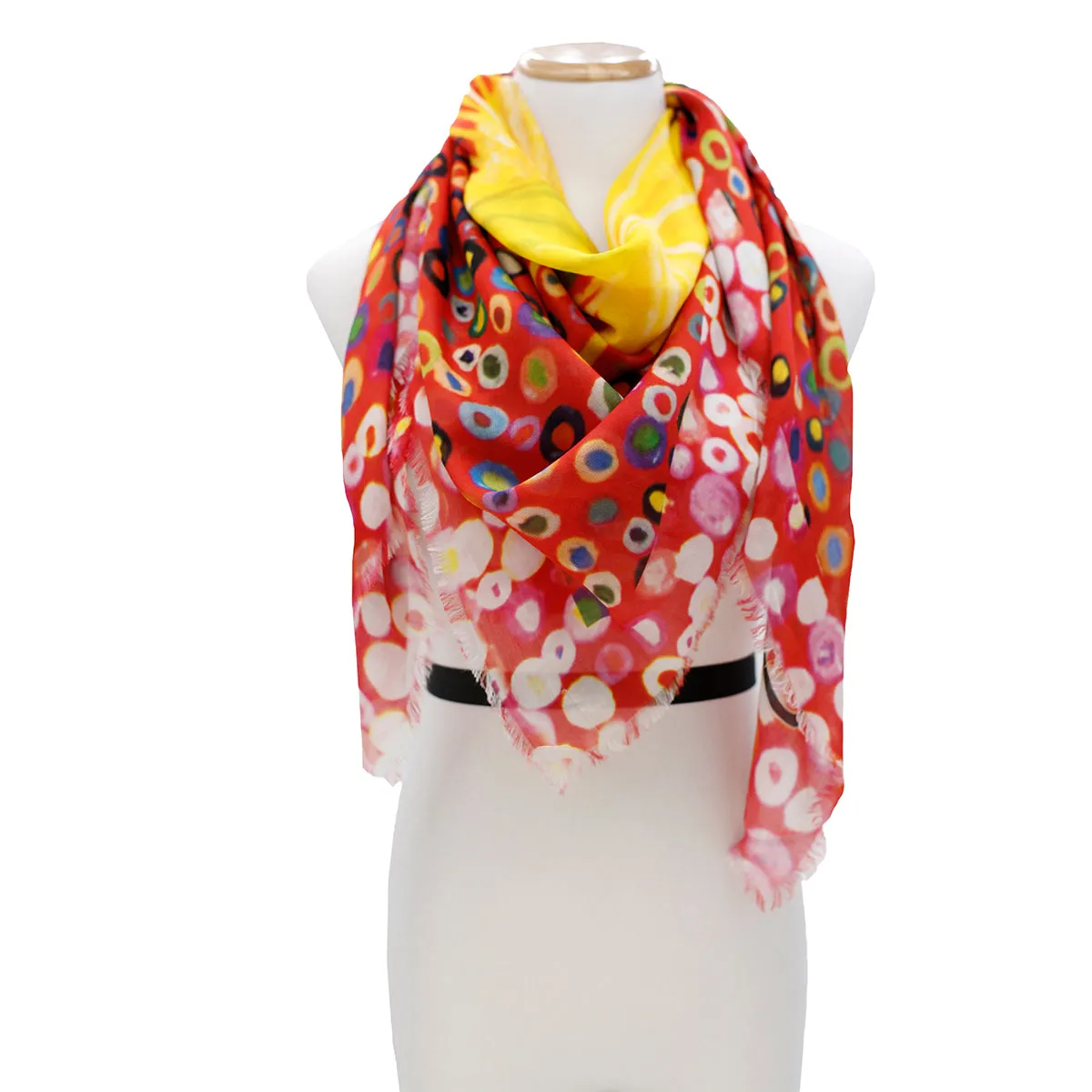 BEND Silk Square Scarf Neckerchief Yellow Hibiscus