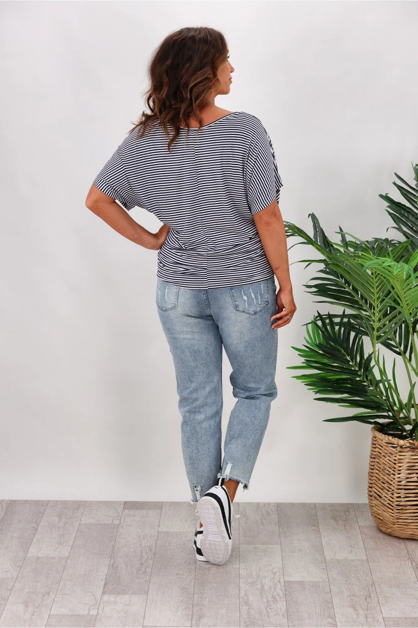 Betty Basics Maui Tee In Blue/White Stripe