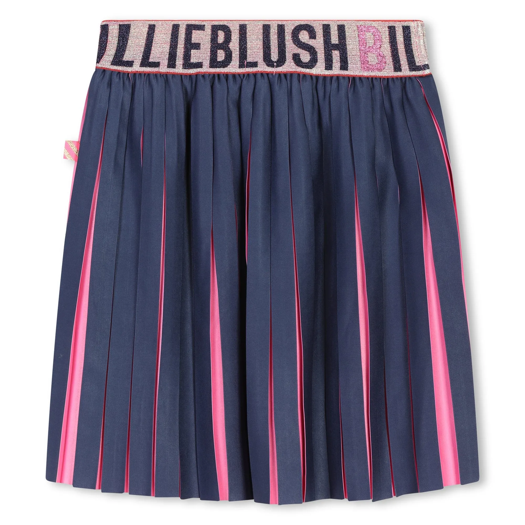 Billieblush Girls Navy Blue Pleated Satin Skirt