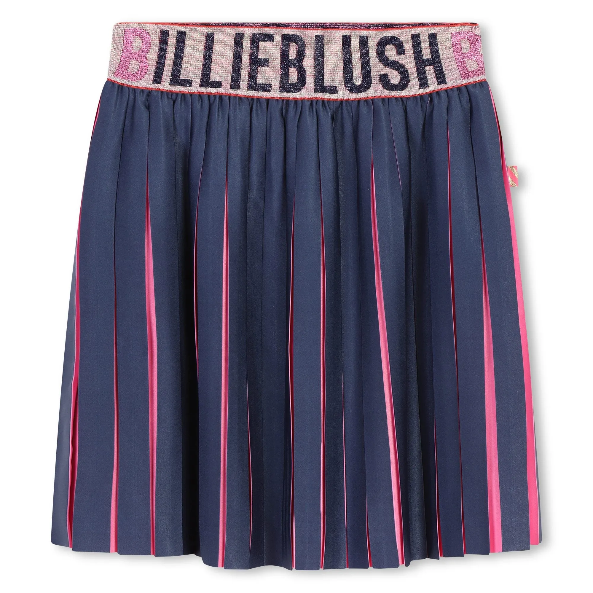 Billieblush Girls Navy Blue Pleated Satin Skirt