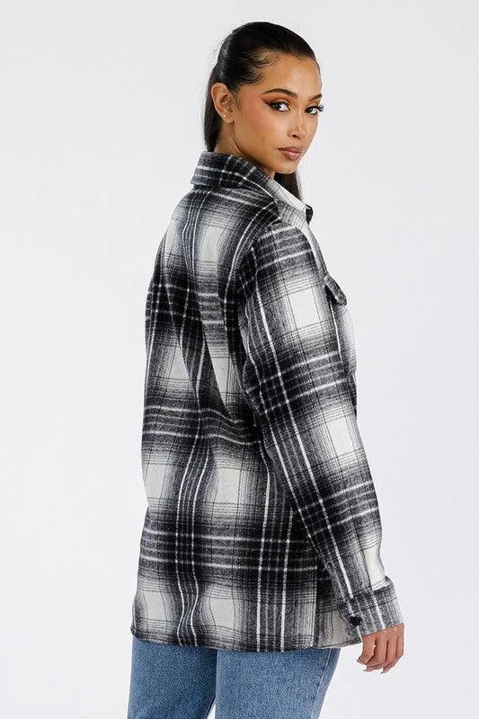 Black White Boyfriend Oversized Soft Flannel Shacket