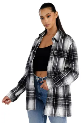 Black White Boyfriend Oversized Soft Flannel Shacket