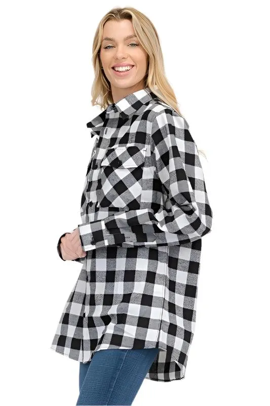 Black/Multi Boyfriend Checker Plaid Flannel Long Sleeve