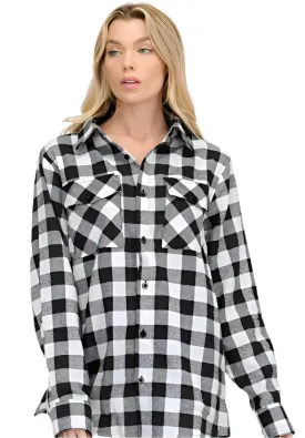 Black/Multi Boyfriend Checker Plaid Flannel Long Sleeve