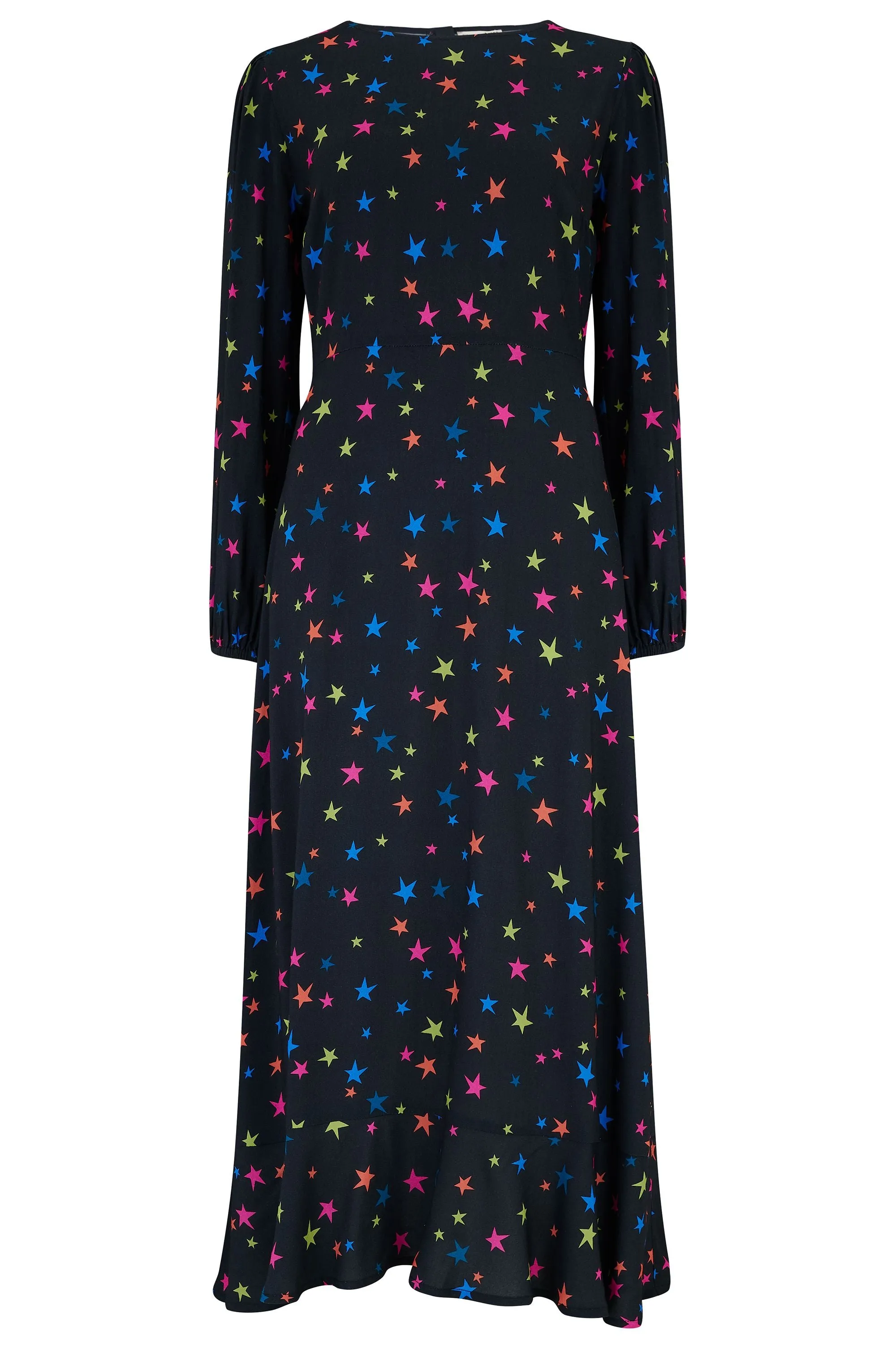 BLISS MIDI DRESS (BLACK/ RAINBOW STAR CONFETTI)