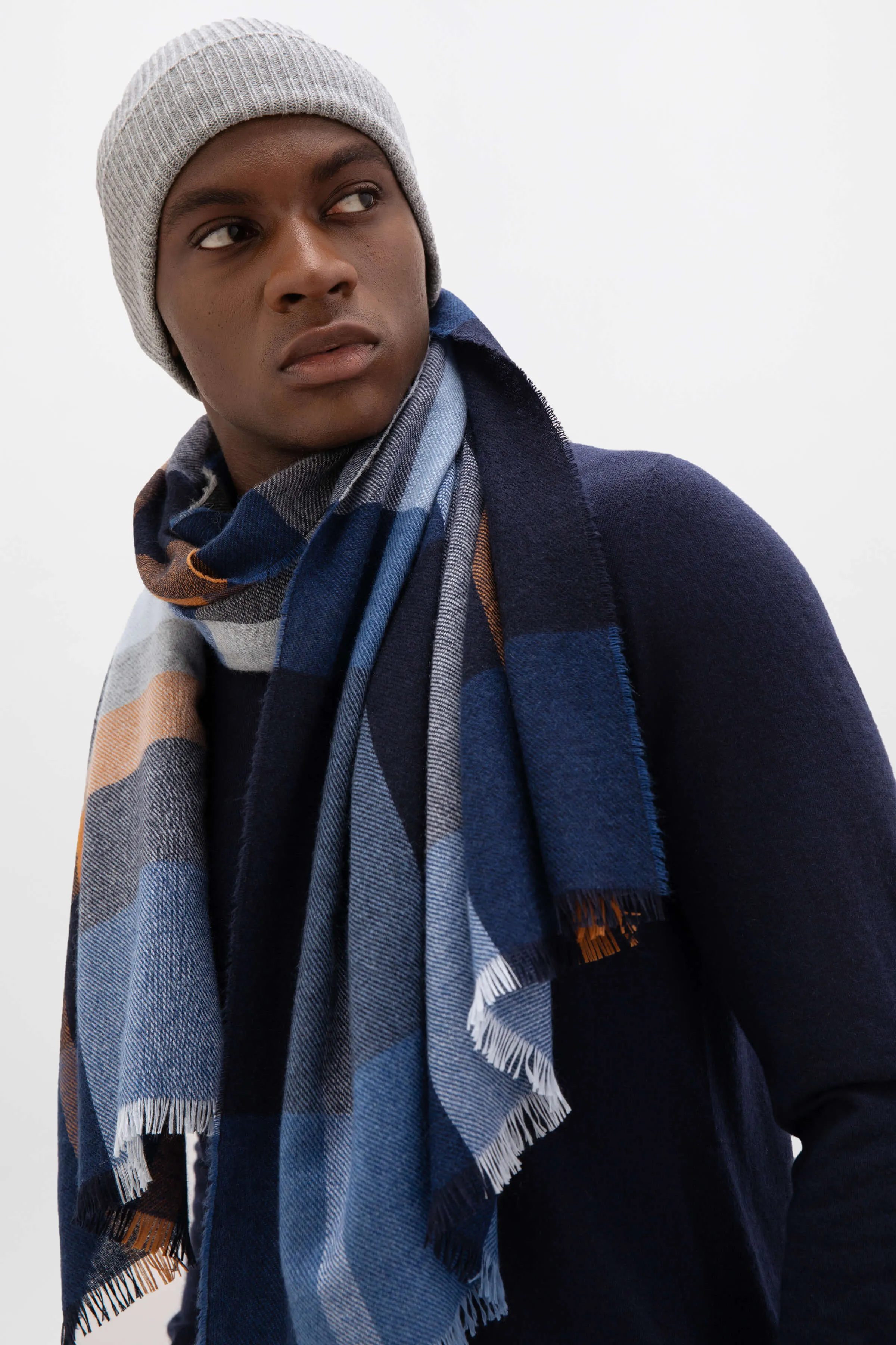 Block Check Lightweight Cashmere Stole