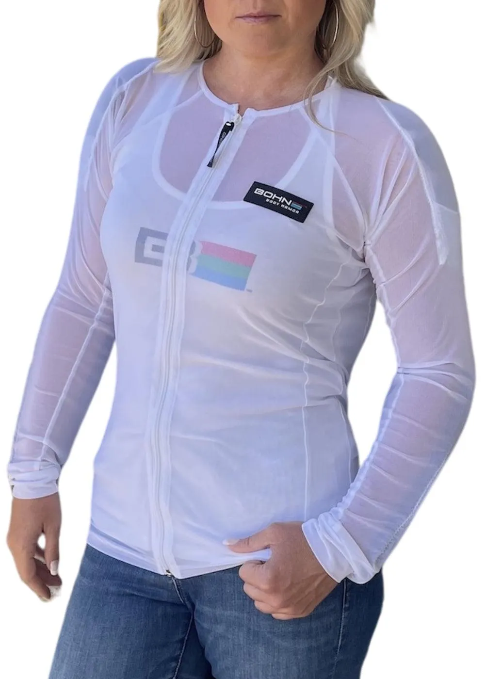 Bohn Women's Summer Mesh Riding Shirt Shell – White