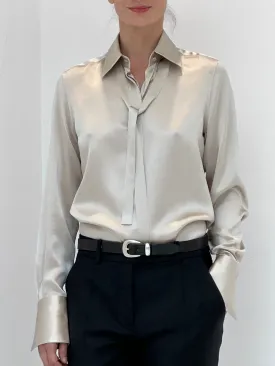 C1402HCA Silk satin pussy bow blouse