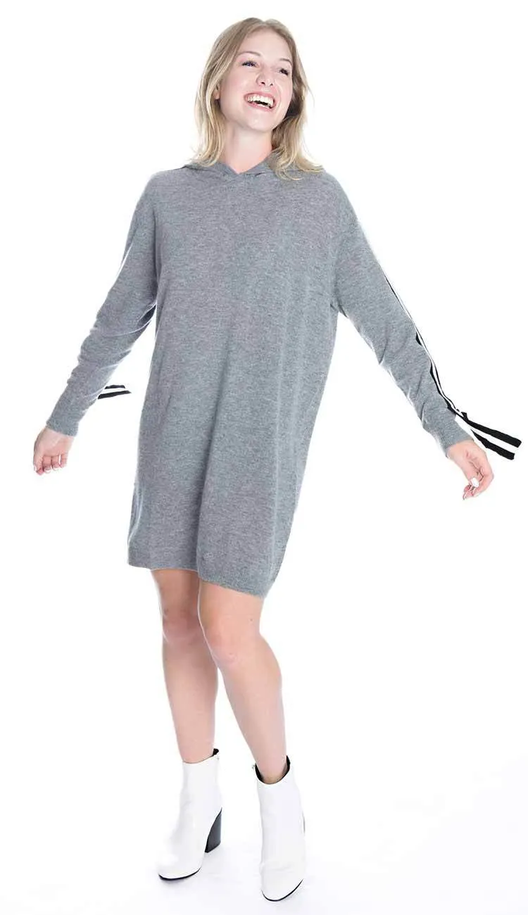 Cashmere Athletic Hoodie Tunic - Cement/Black