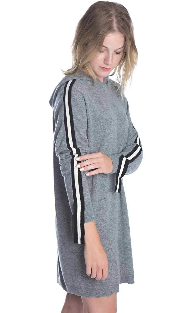 Cashmere Athletic Hoodie Tunic - Cement/Black