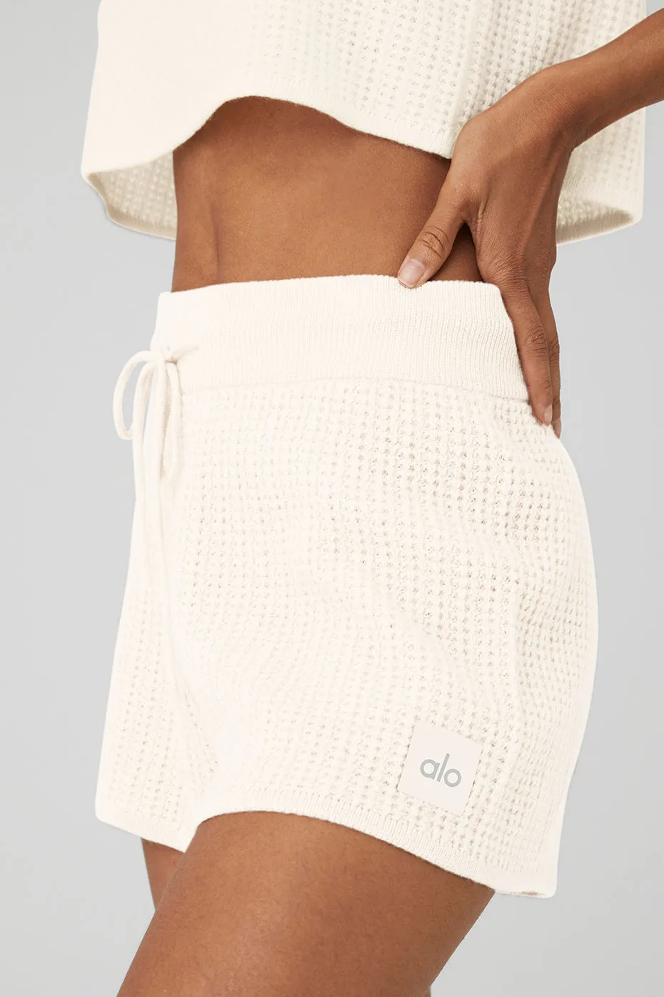 Cashmere High-Waist Plush Waffle Short - Ivory