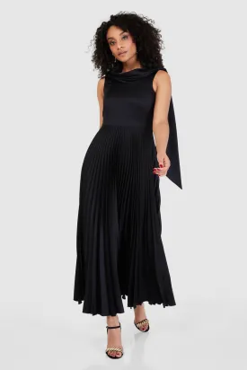 Catherine Draped Neck Maxi Dress (Black)