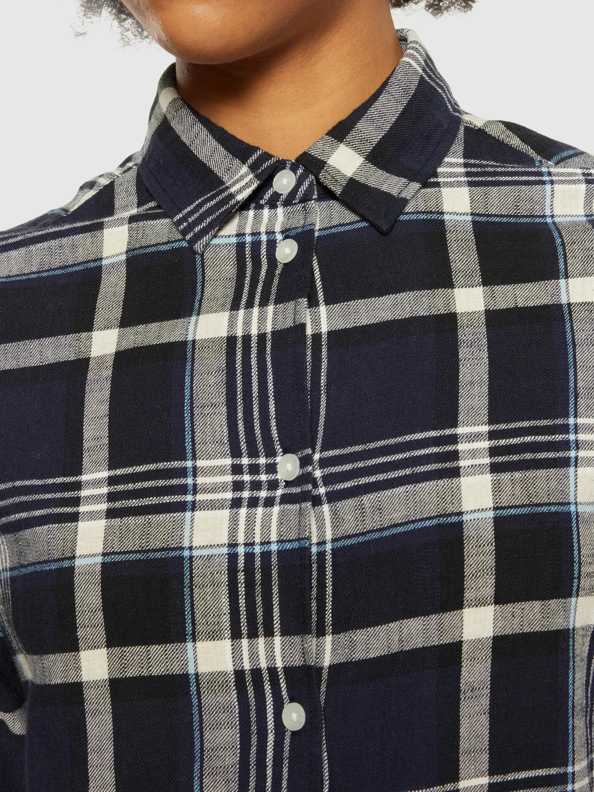 Check flannel shirt - GOTS/Vegan - Black Jet