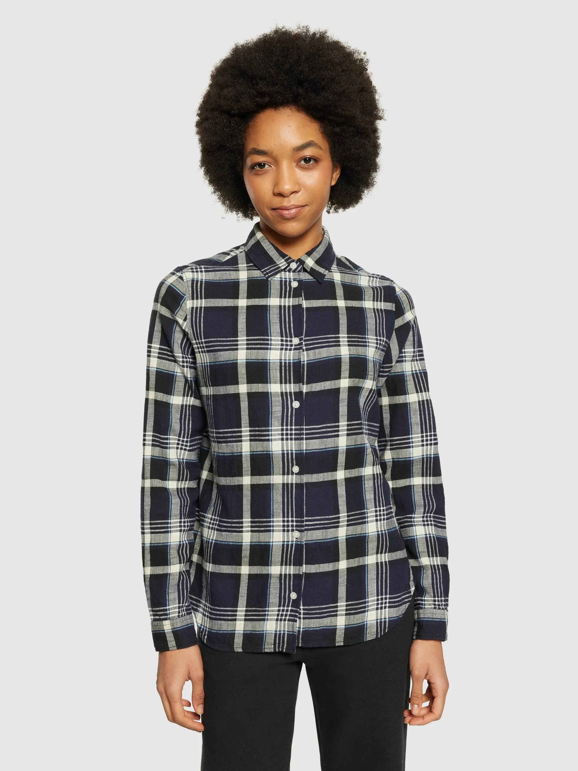 Check flannel shirt - GOTS/Vegan - Black Jet