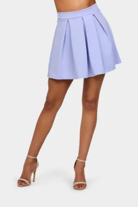 China-Blue Pleated Skater Skirt