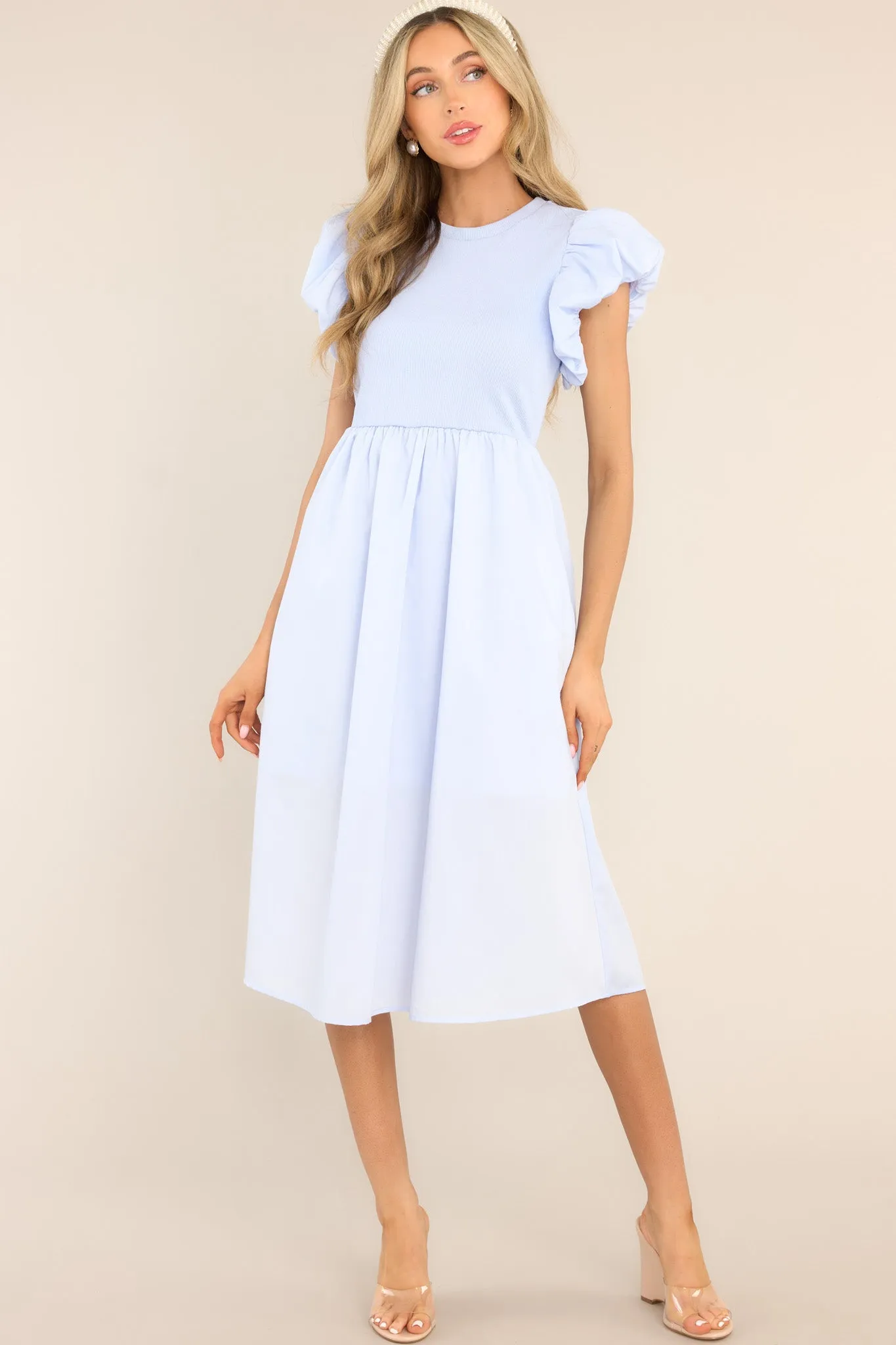 Closet Cornerstone Sky Blue Midi Dress