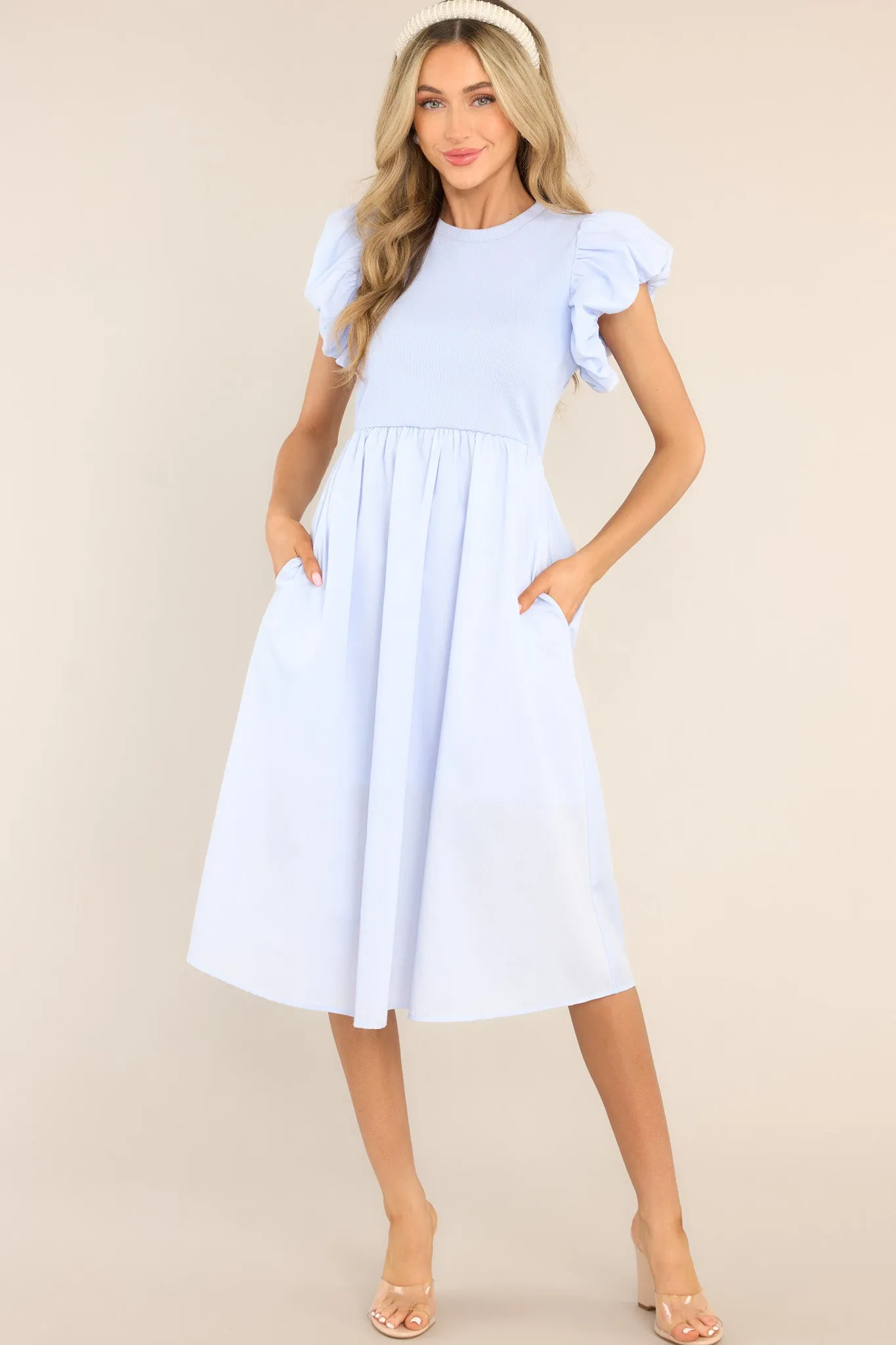 Closet Cornerstone Sky Blue Midi Dress