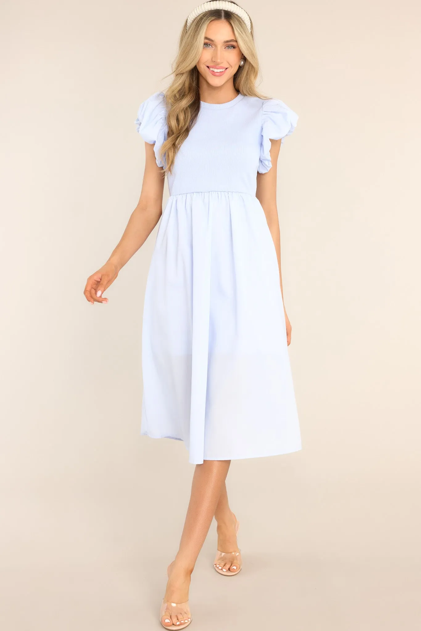 Closet Cornerstone Sky Blue Midi Dress