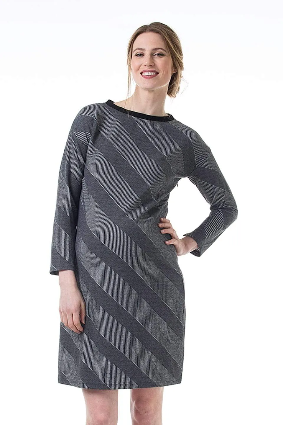 Colette Bateau Neck Maternity Dress Grey