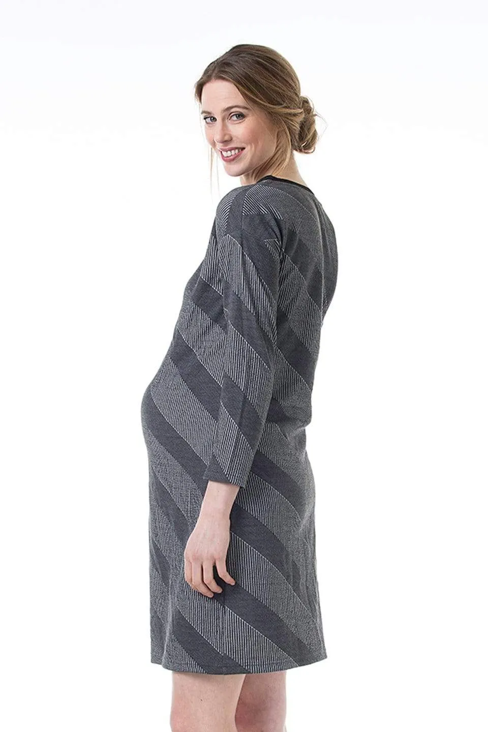 Colette Bateau Neck Maternity Dress Grey